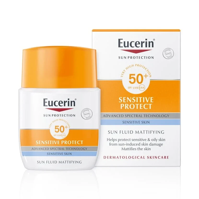 واقي الشمس السائل حماية 50 درجه من يويسرين | Eucerin Sensitive Protect Sun Fluid Mattifying SPF50+ 50ml