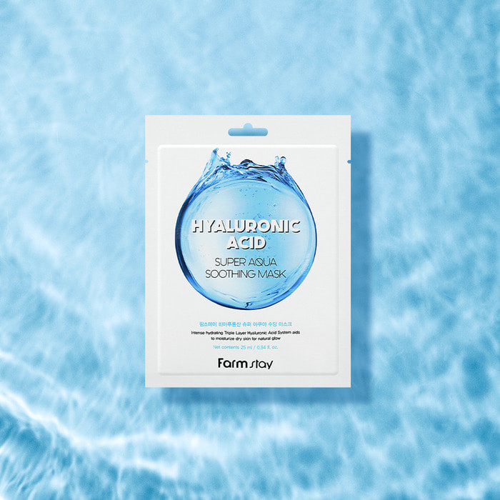 ماسك  للوجه  بخلاصة  الهيلورينيك اسيد مكونه من 10 قطع من فارم ستاي | Farmstay Hyaluronic Acid Super Aqua Soothing Mask 10-Piece Set