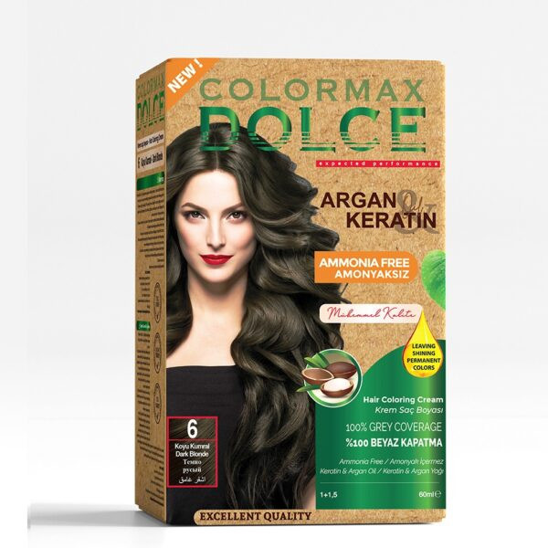 مجموعة صبغات الشعر الدائمة بزيت الأرجان والكيراتين خالية من الأمونيا Colormax Dolce